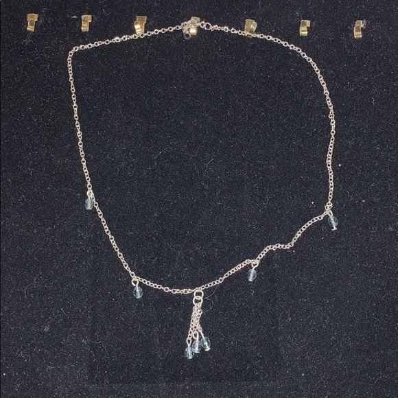 Silver Tone Necklace with Smokey Beads- Delicate - Picture 1 of 5